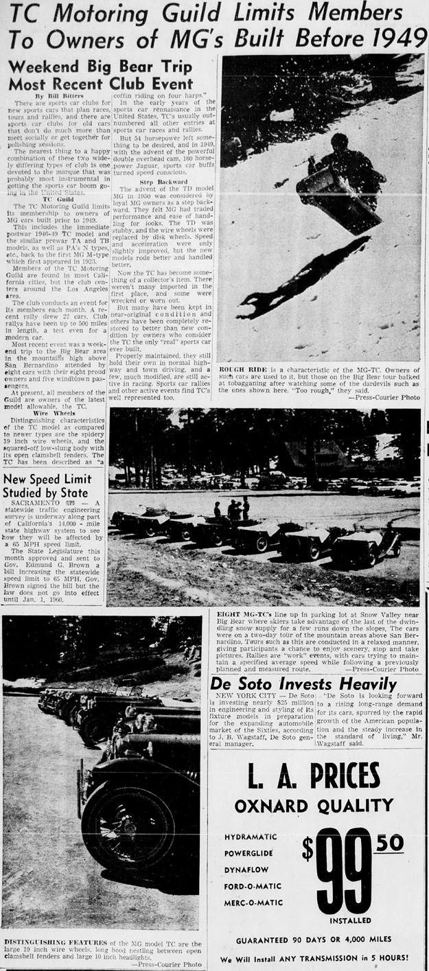 TCMG Big Bear Article 1959